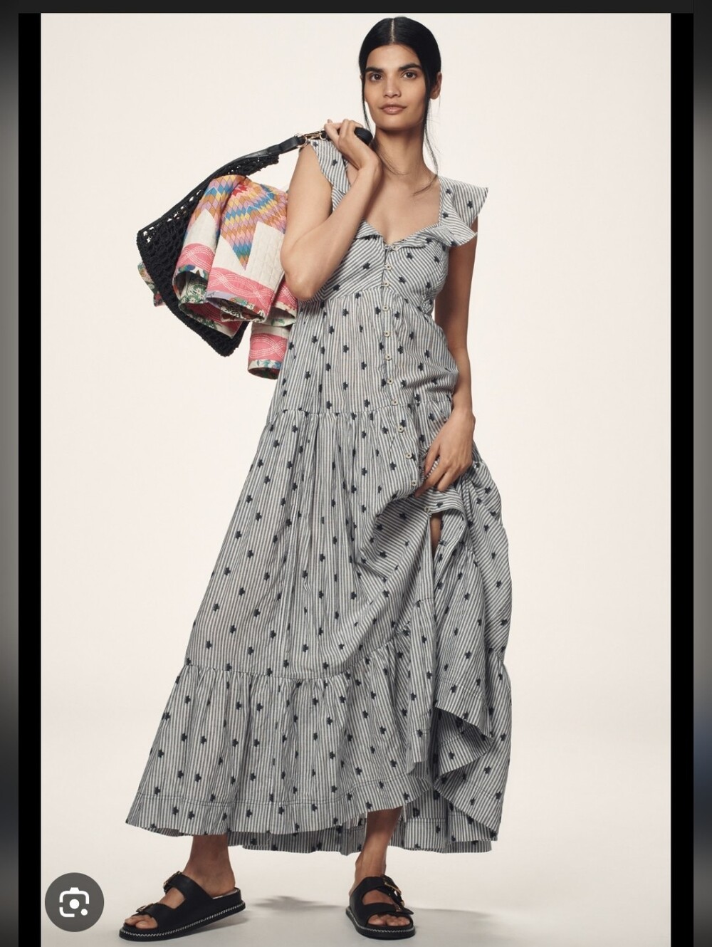 Anthropologie Pilcro Flutter-Sleeve Tiered Maxi Dress
